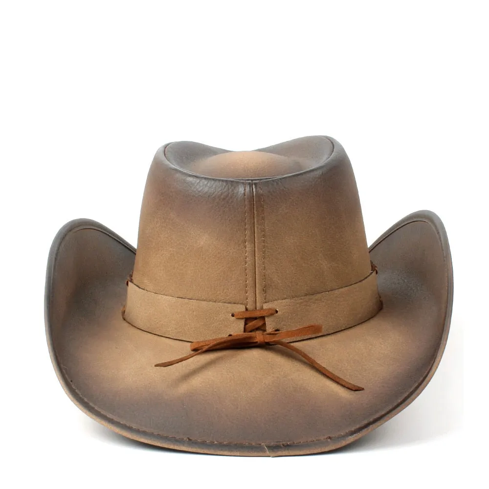 36 Stlye 100% Leather Men Western Cowboy Hat For Gentleman Dad Cowgirl Sombrero Hombre Caps Big Size XXL large head