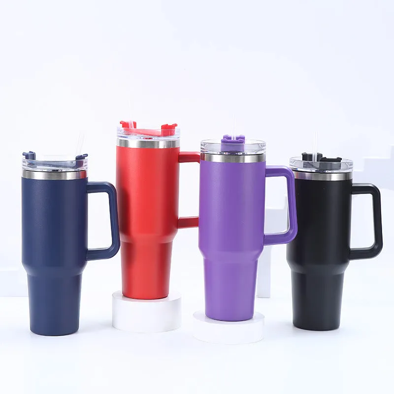 40OZ thermos cup with handle straw