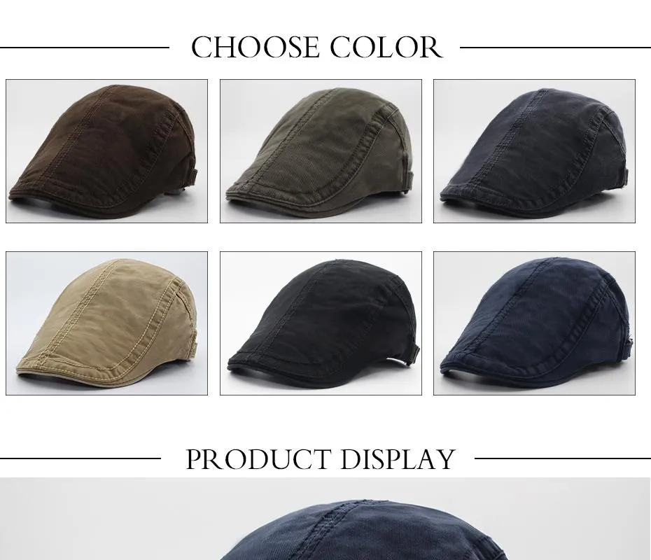 6 Colours Classic Solid Casual Retro Fashion Cotton Visor Berets for Men