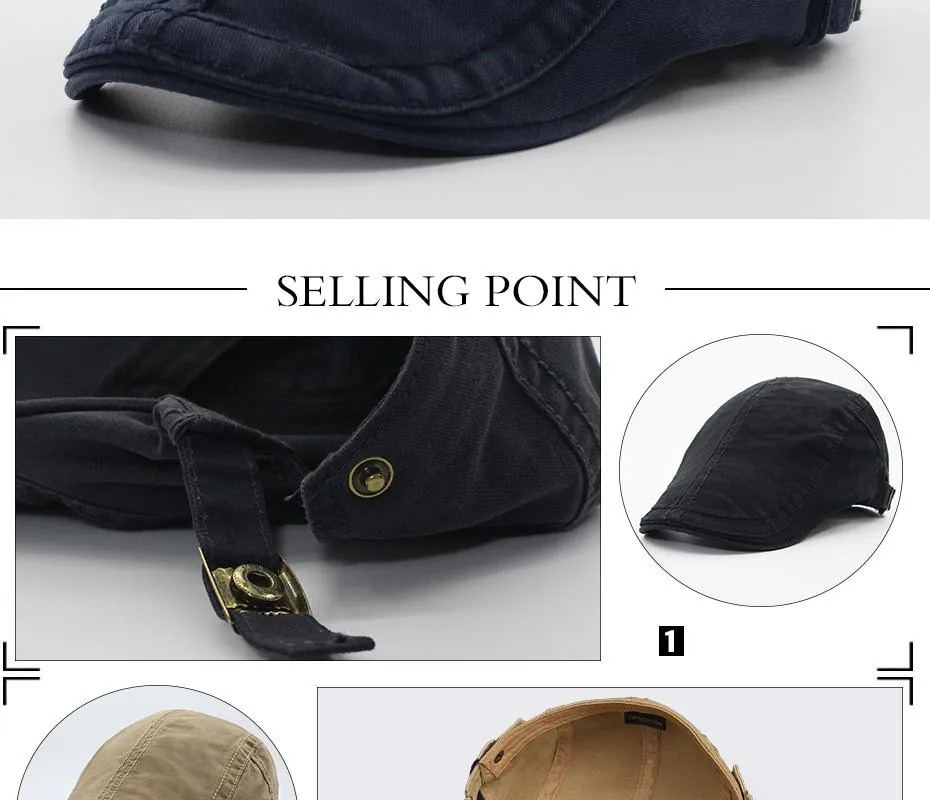 6 Colours Classic Solid Casual Retro Fashion Cotton Visor Berets for Men