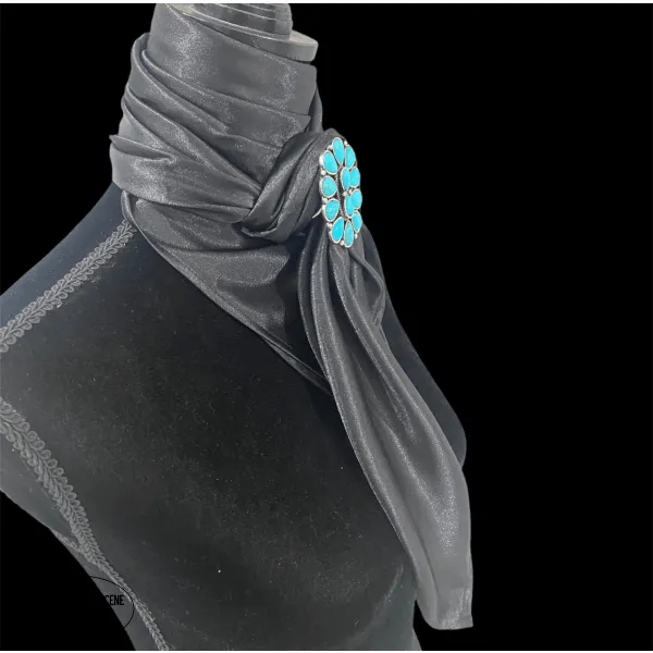 A8014 - SILK Black Rawhide Wild Rag Cowboy Scarf