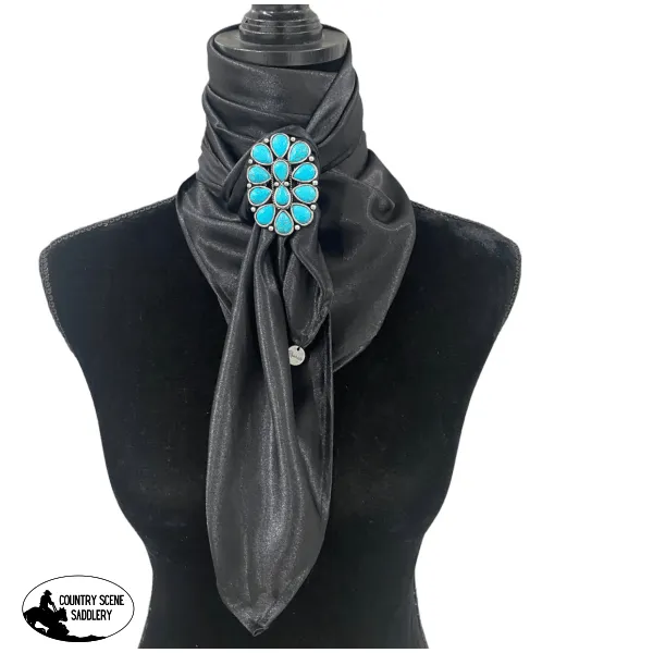 A8014 - SILK Black Rawhide Wild Rag Cowboy Scarf