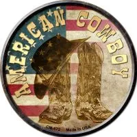 American Cowboy Novelty Metal Mini Circle Magnet