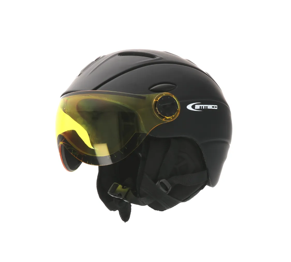 Ammaco 12 Vent Visor Ski Helmet Black With Fidlock Magnetic Clasp