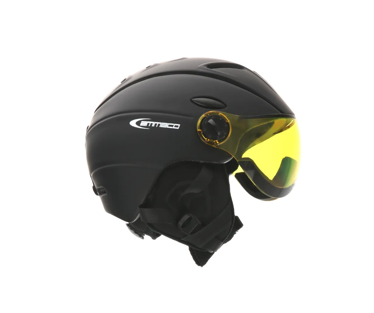 Ammaco 12 Vent Visor Ski Helmet Black With Fidlock Magnetic Clasp