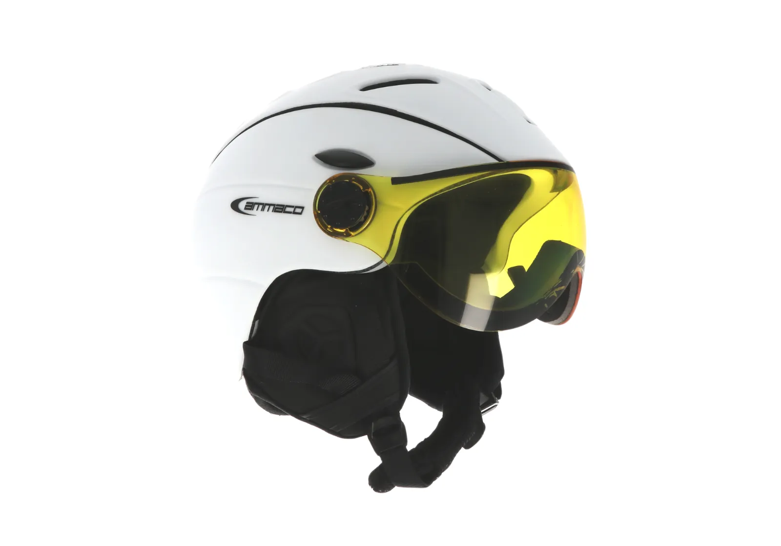 Ammaco 12 Vent Visor Ski Helmet White With Fidlock Magnetic Clasp