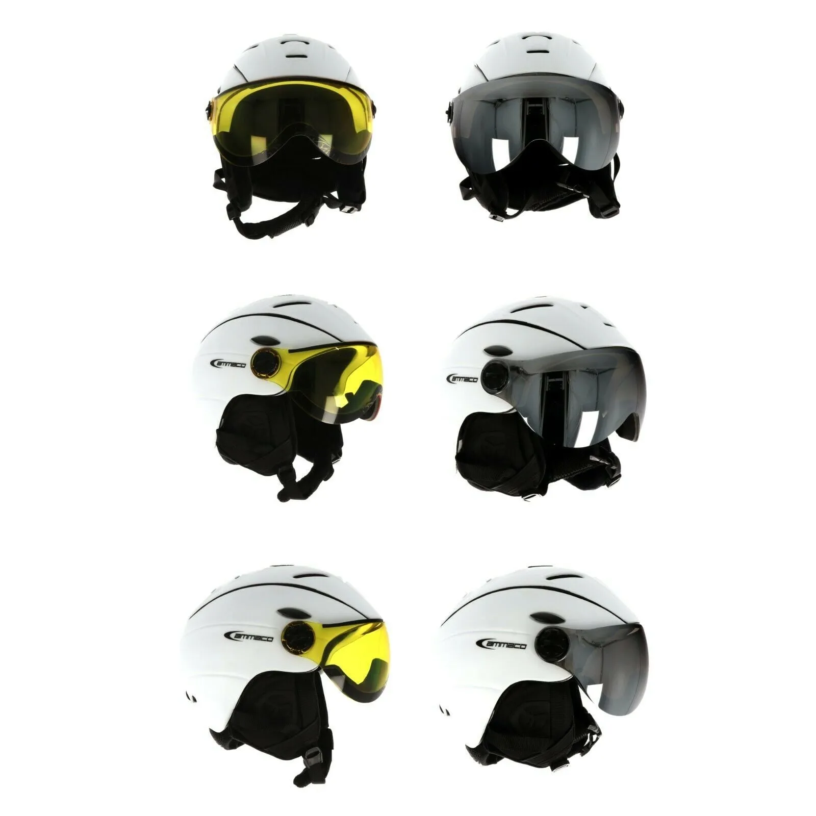 Ammaco 12 Vent Visor Ski Helmet White With Fidlock Magnetic Clasp