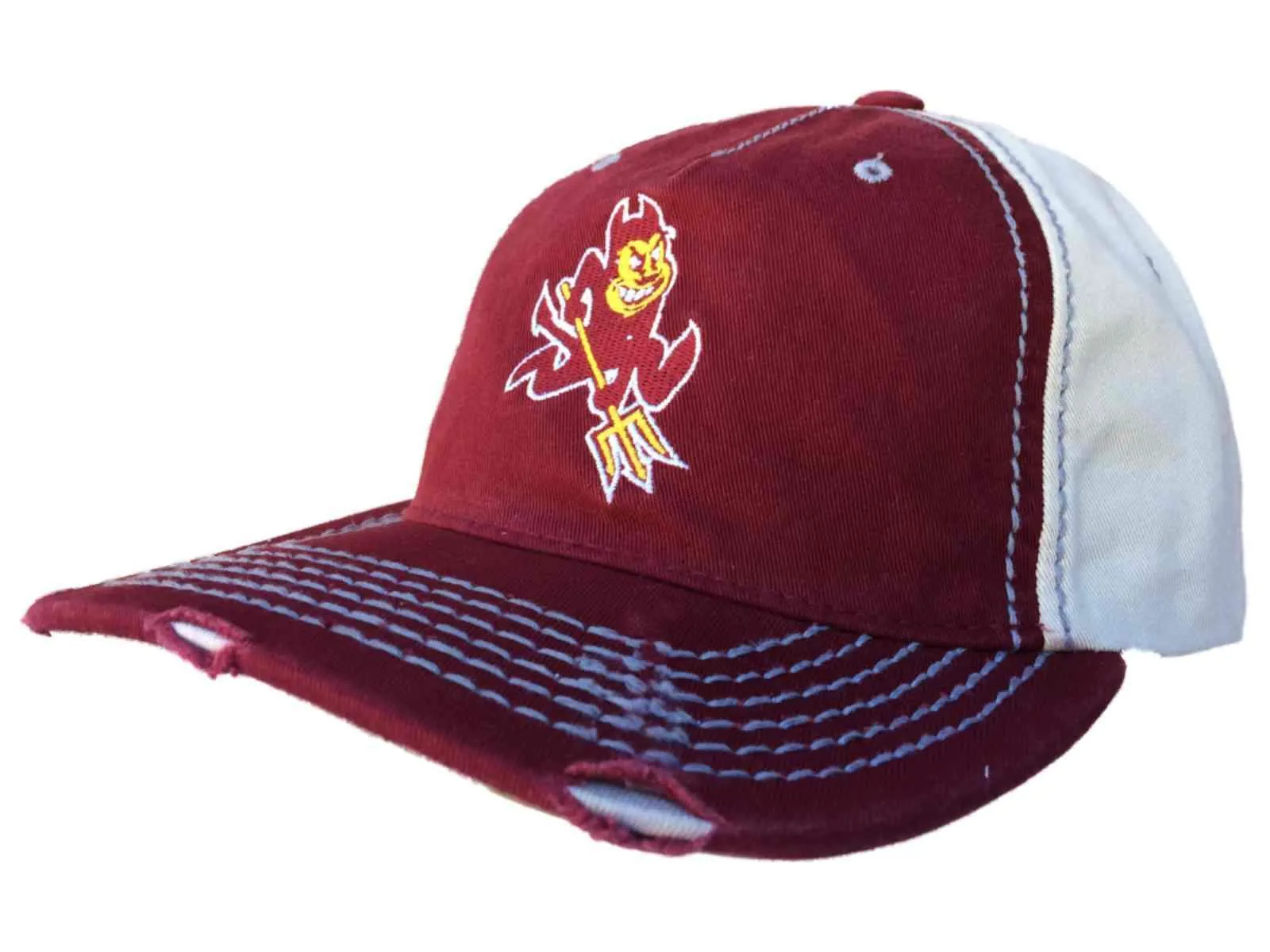 Arizona State Sun Devils Retro Brand Red Beige Stitched Worn Snapback Hat Cap