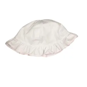 Auraluz White Ruffle Sun Hat with Pink Trim