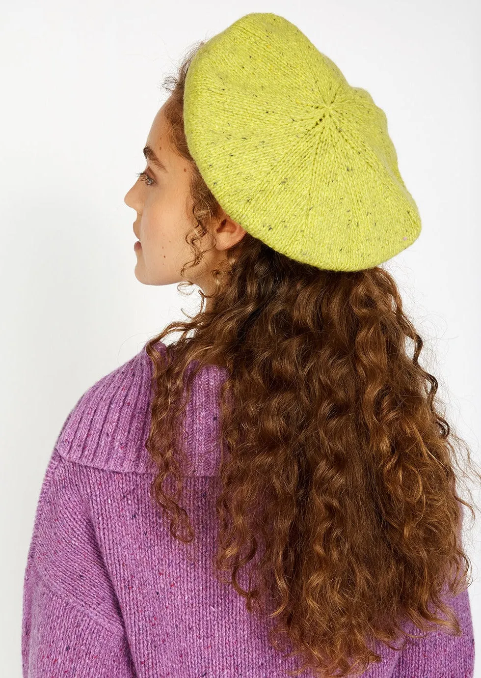 Ballybay Aran Beret - Chartreuse