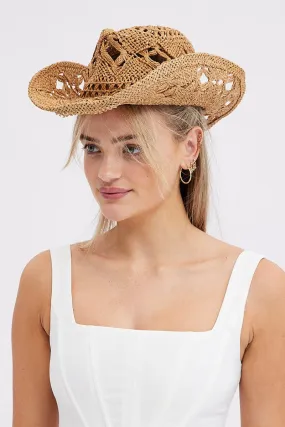 Beige Straw Cowboy Hat