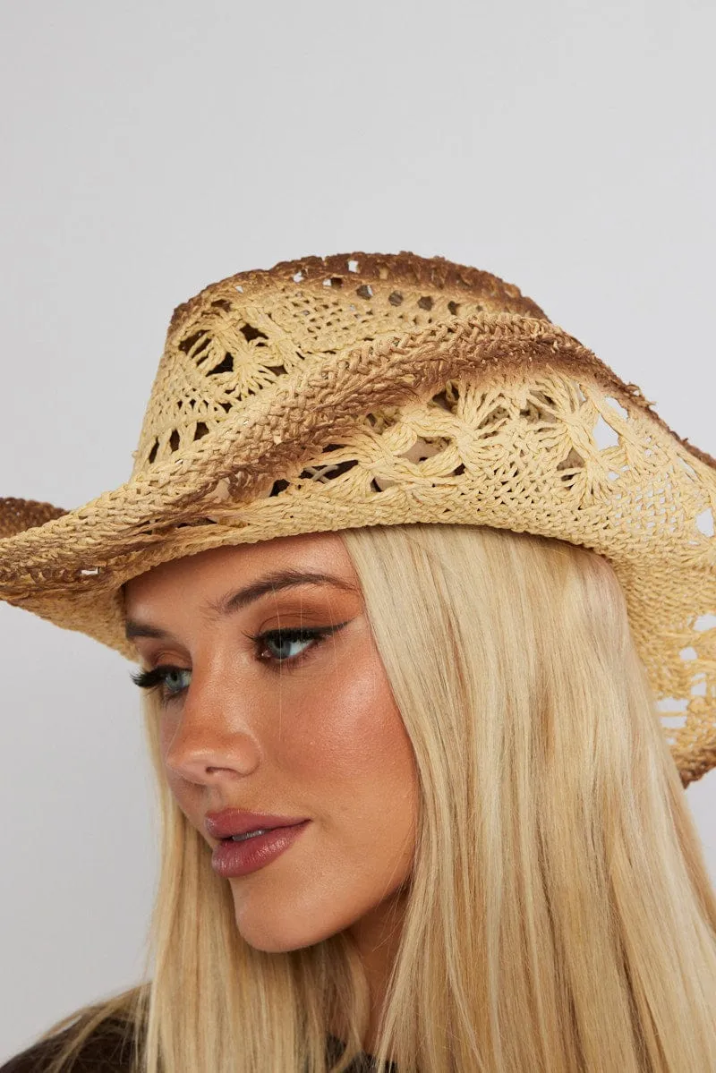 Beige Straw Cowboy Hat