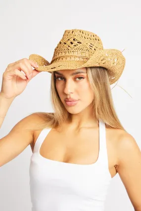 Beige Straw Cowboy Hat