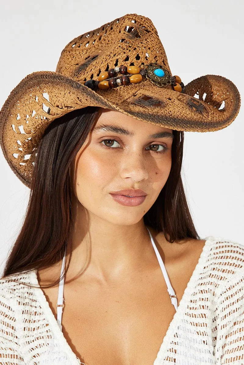 Beige Straw Cowboy Hat