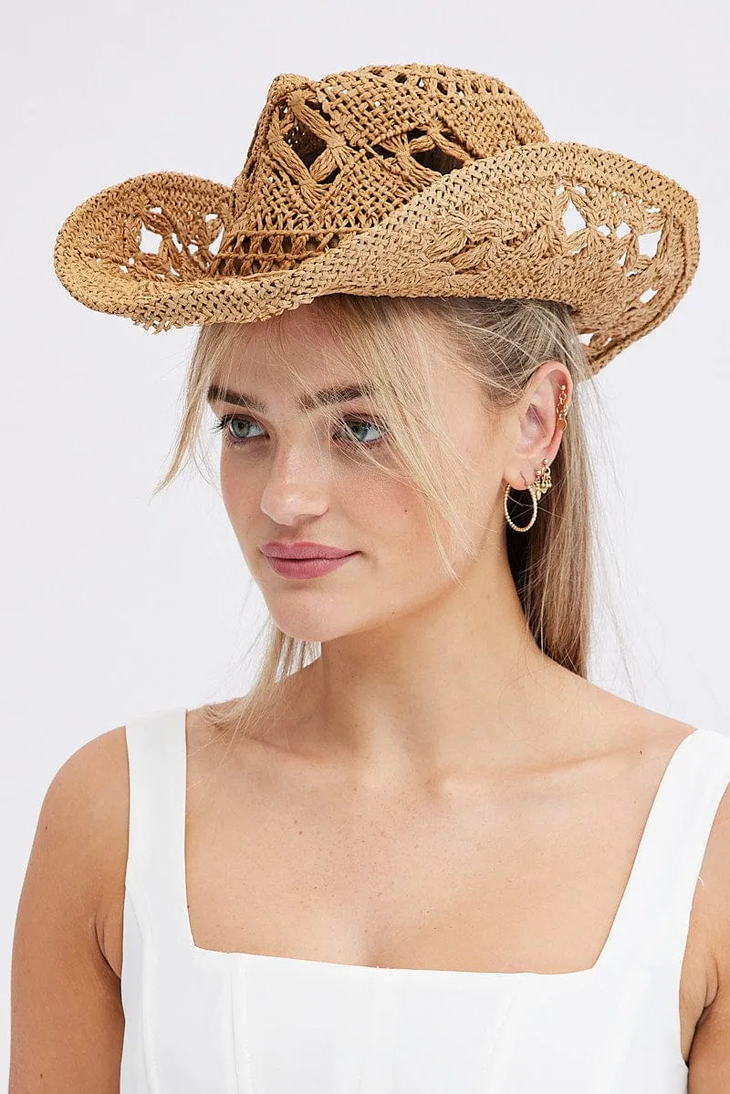 Beige Straw Cowboy Hat