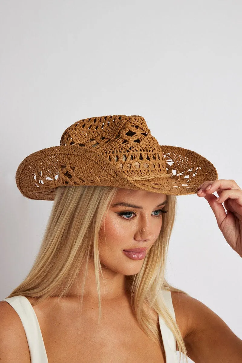 Beige Straw Cowboy Hat