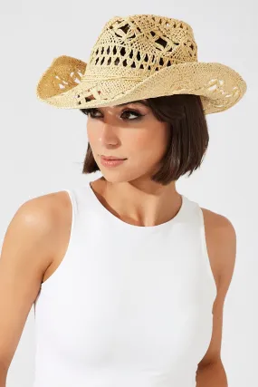 Beige Straw Cowboy Hat