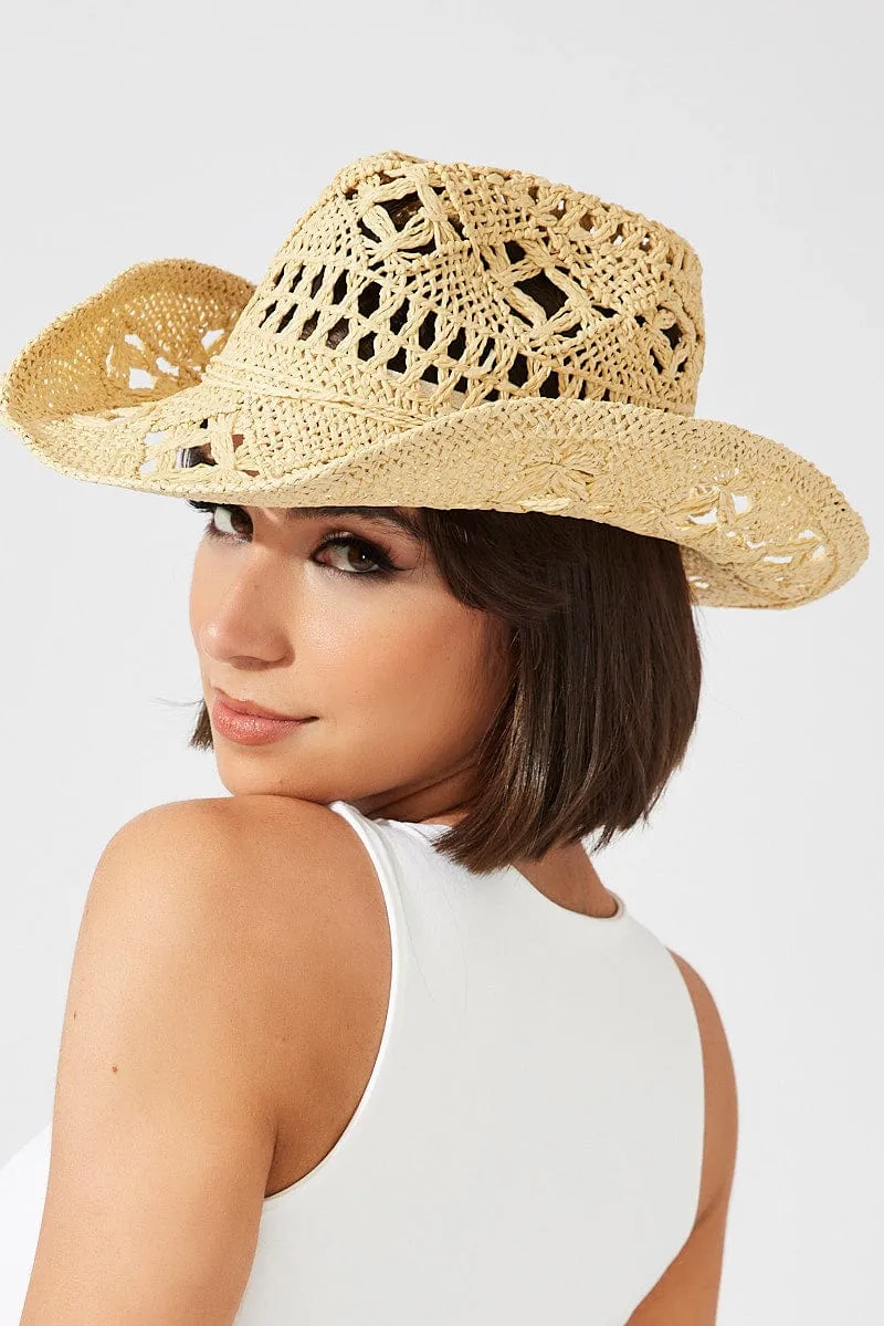 Beige Straw Cowboy Hat