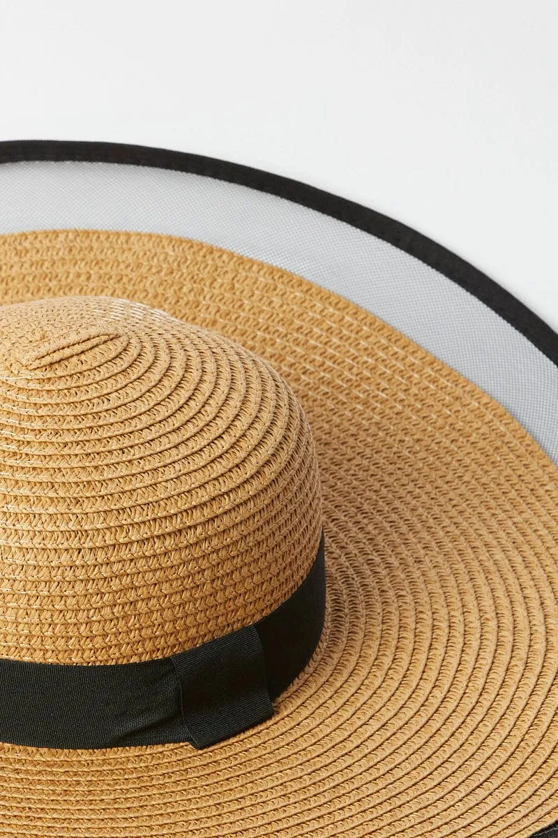 Beige Wide Brim Straw Hat