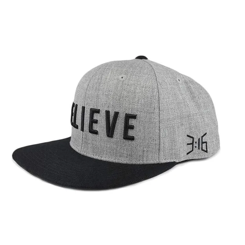 Believe Snapback Hat - Gray