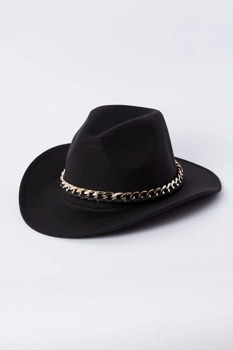 Black Chain Decor Cowboy Hat