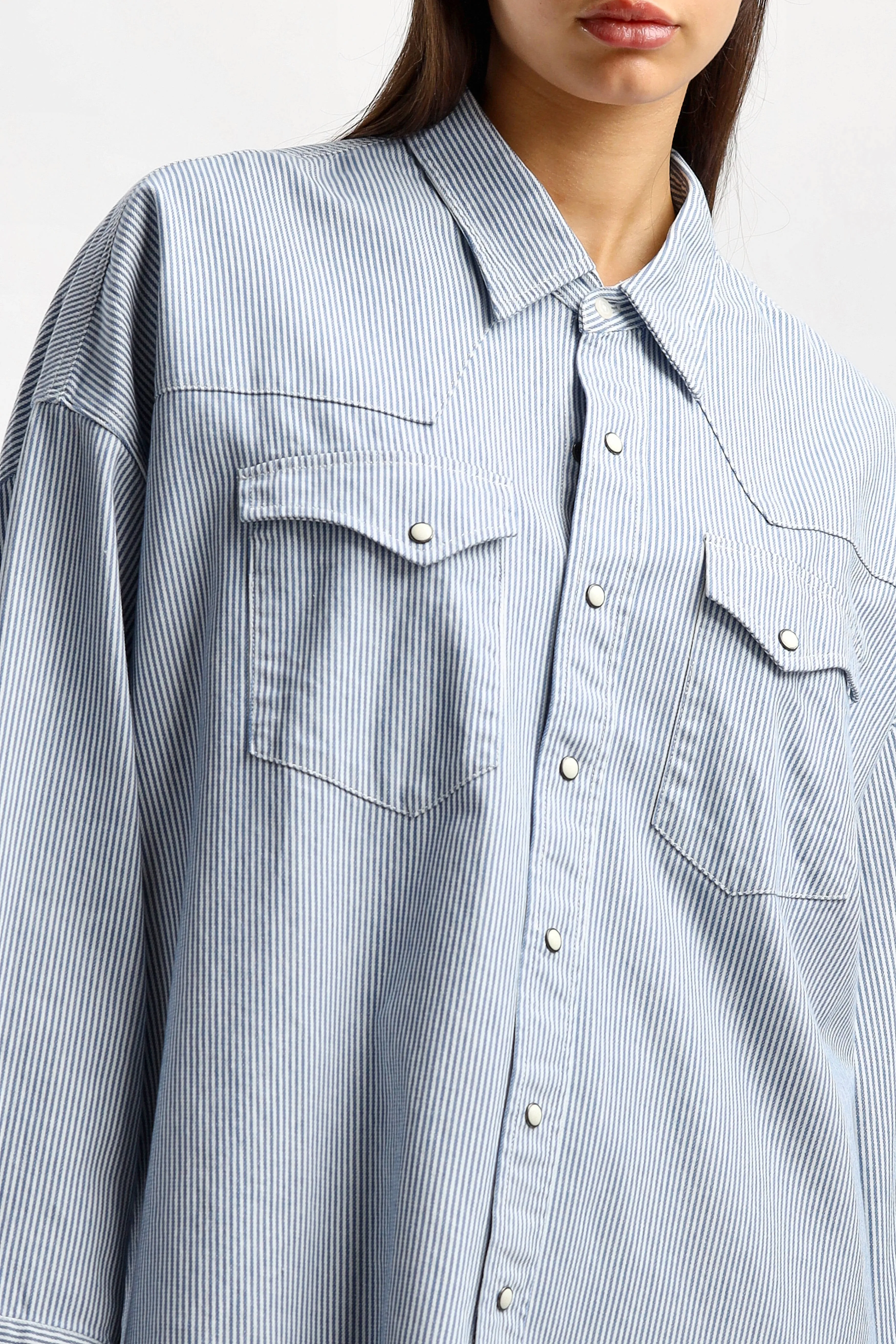 Bluse Cowboy in Ecru Railroad Stripe