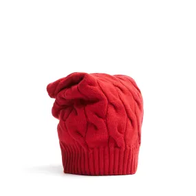 CABLE-KNIT RED HAT