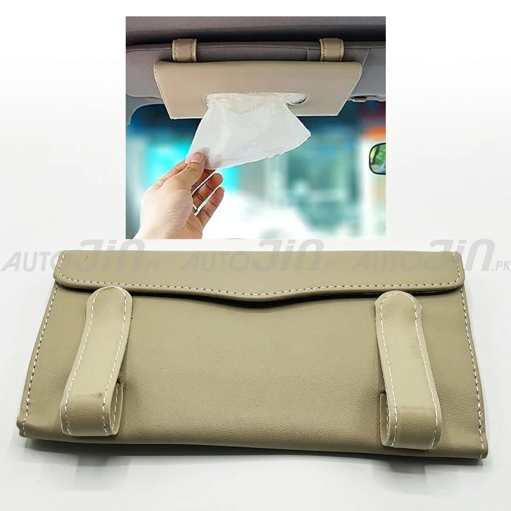 Car Sun Visor Leather Hanging Tissue Box Honda - Beige