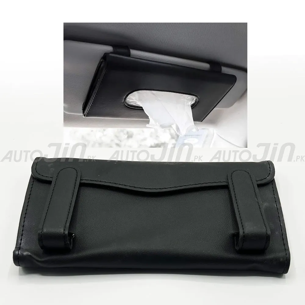 Car Sun Visor Leather Hanging Tissue Box Honda - Black