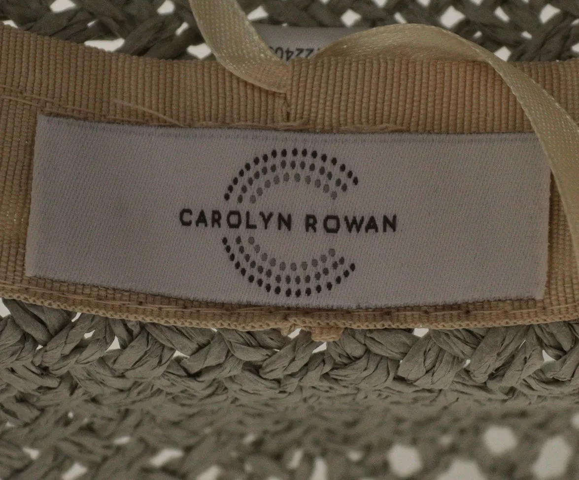 Carolyn Rowan Grey Straw Hat w/ Blue Embroidery