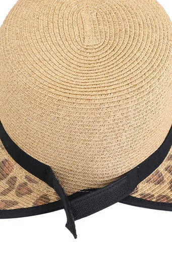 C.C Leopard Wide Brim Straw Sun Hat