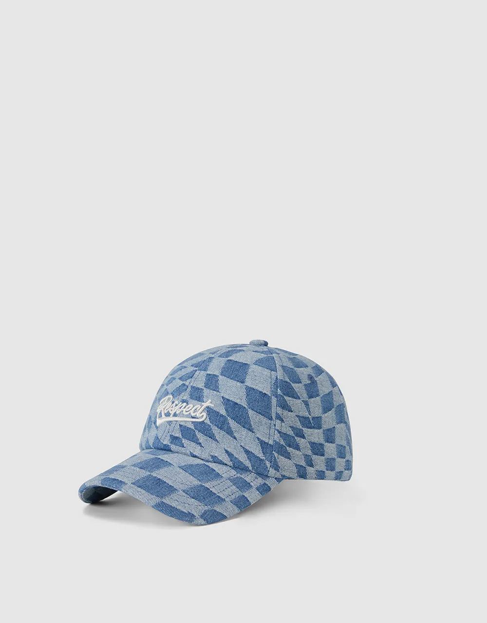 Checkered Denim Baseball Cap