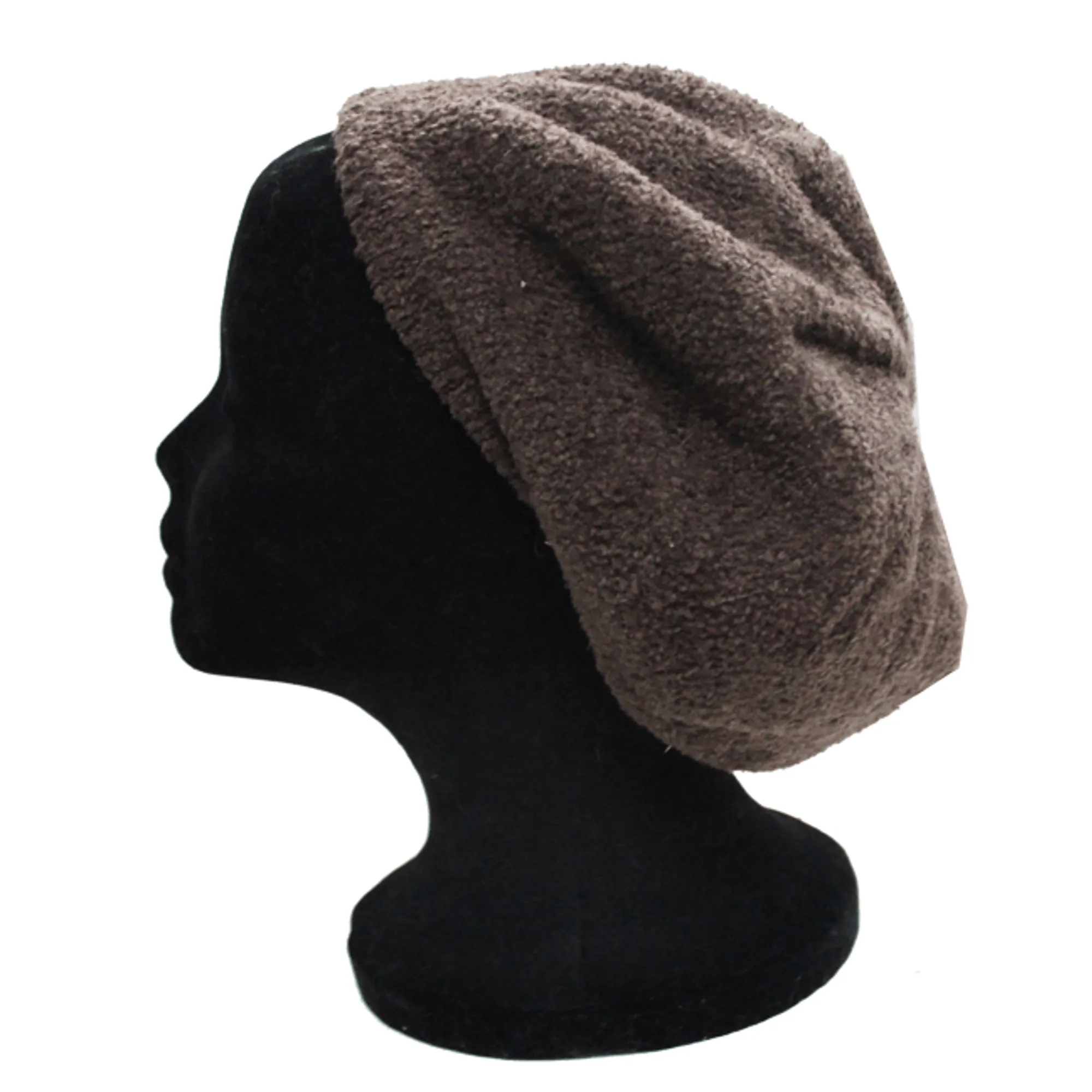 Chenille Knit Beret - Brown