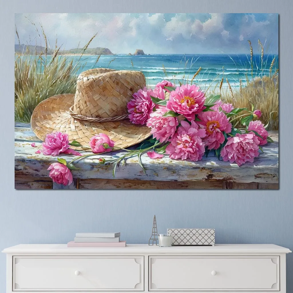 Coastal Blossoms and Sun Hat