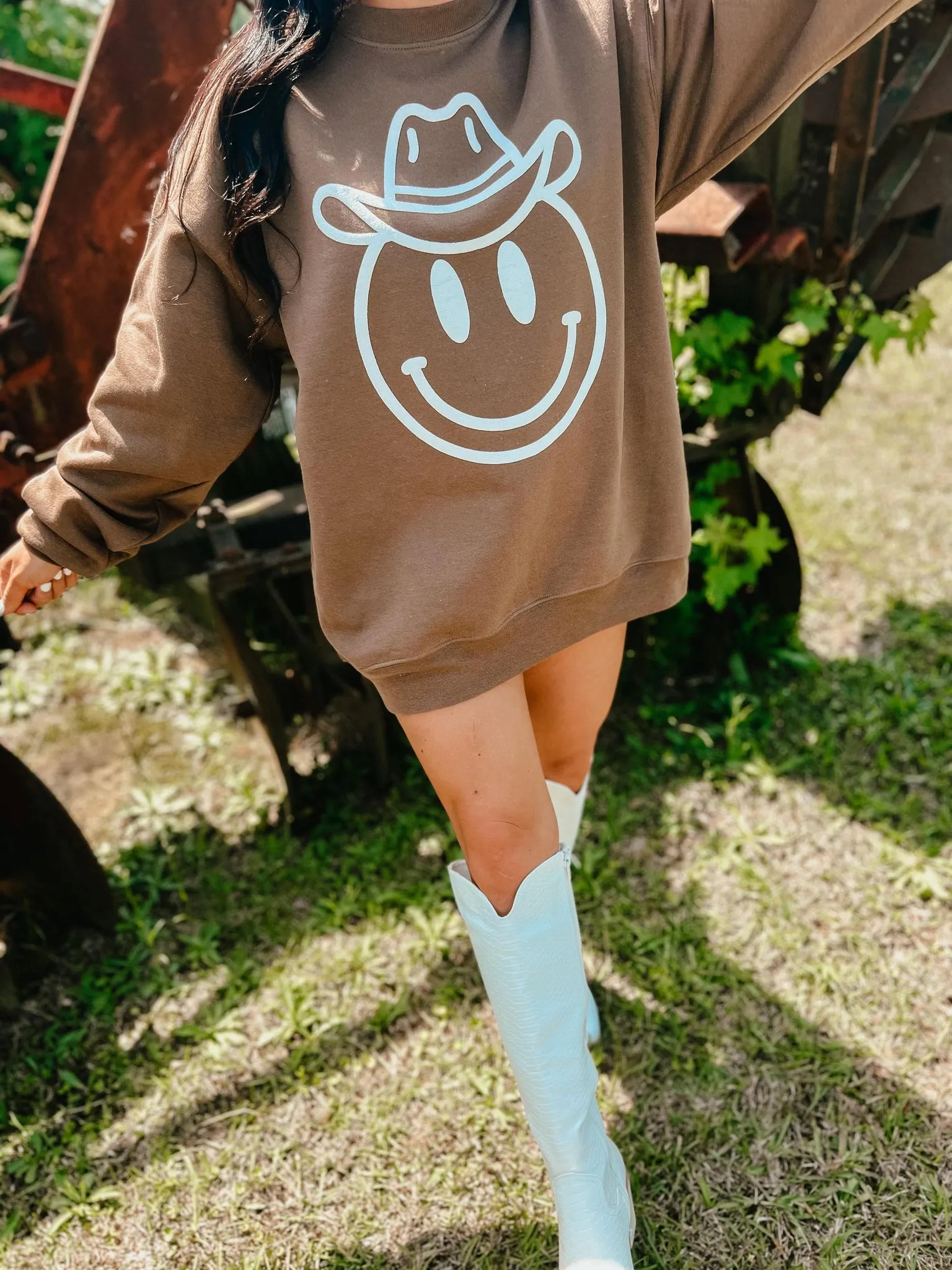 Cowboy Happy Face Puff Sweatshirt