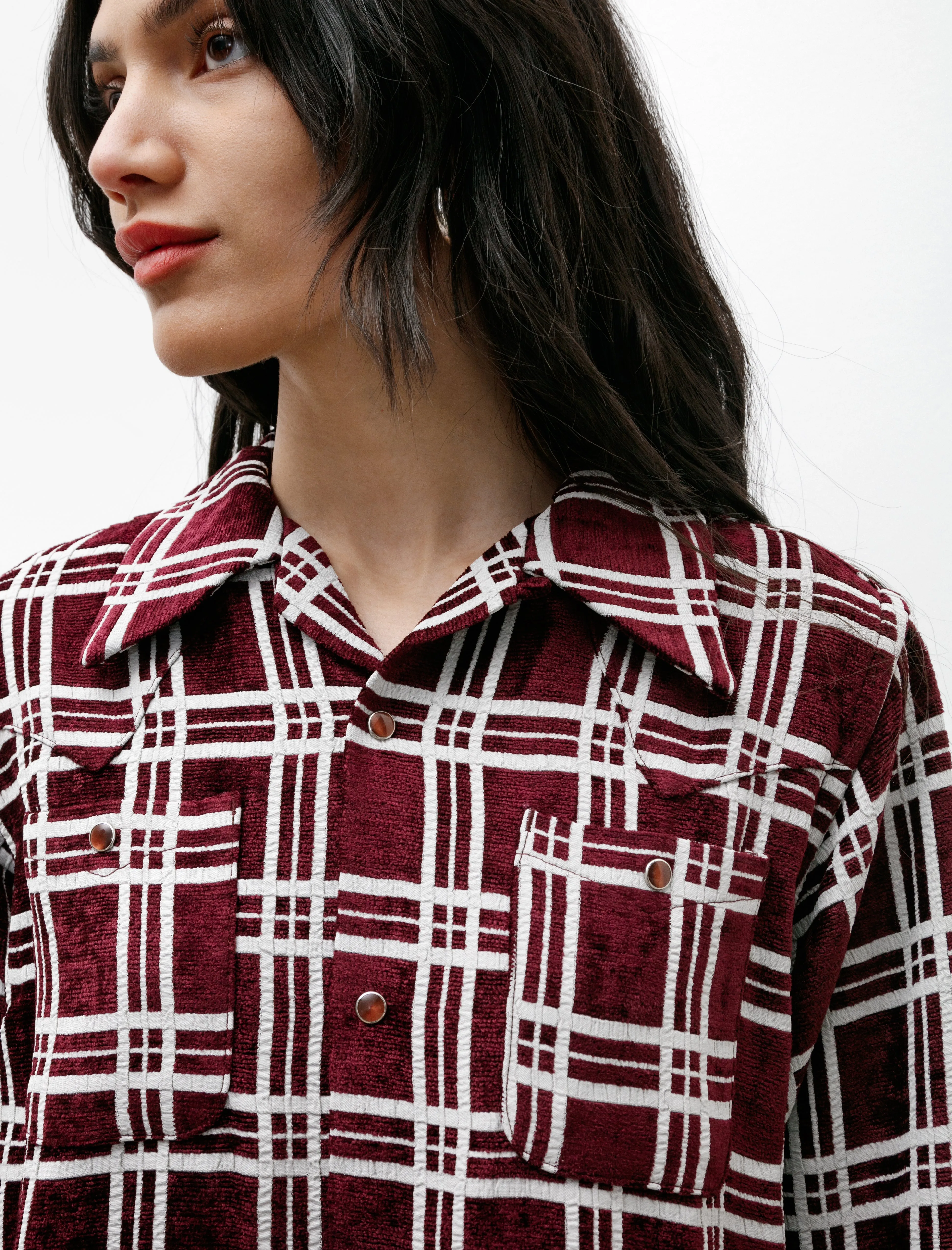 Cowboy One Up Shirt Mall Plaid Bordeaux