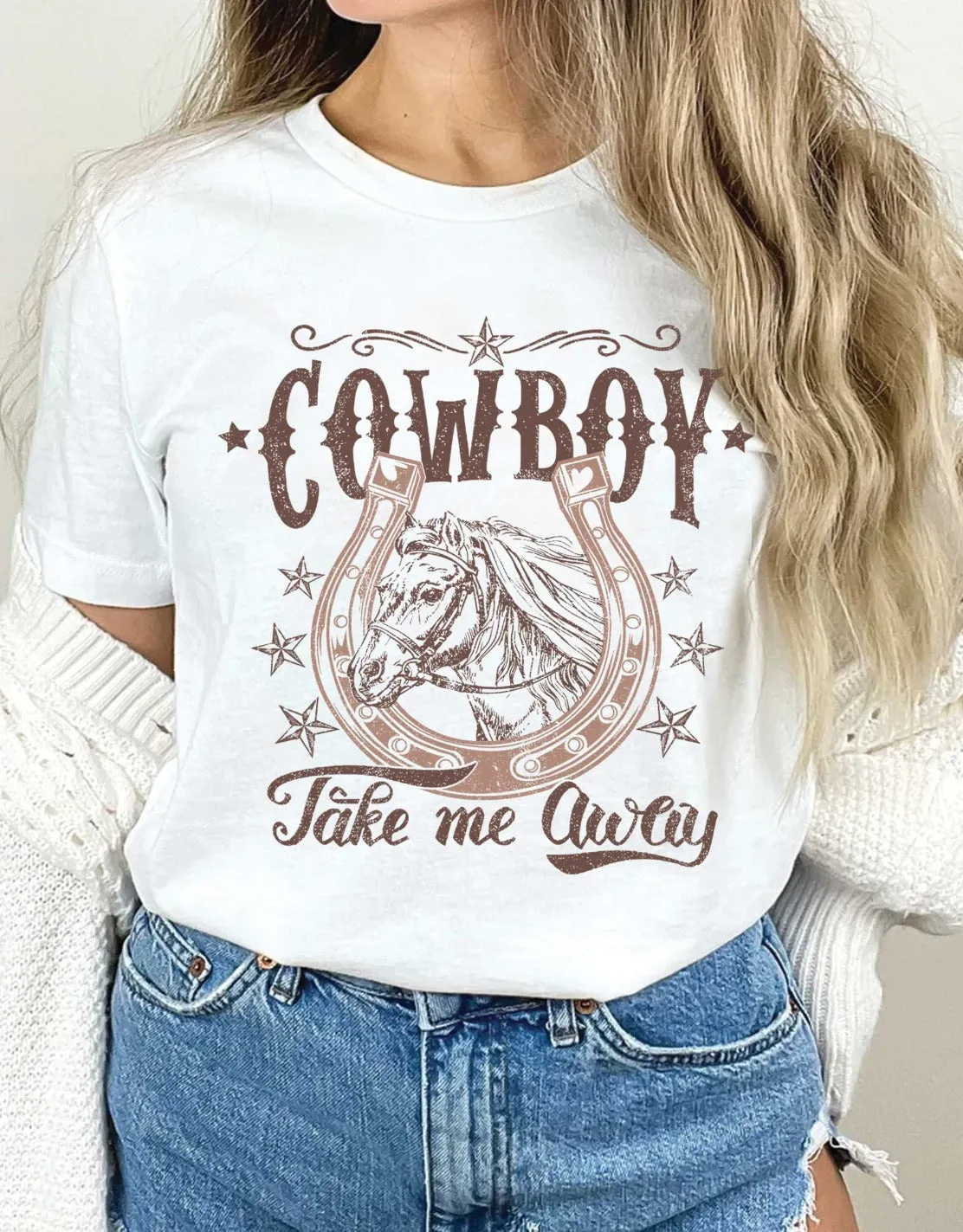 COWBOY TAKE ME AWAY GRAPHIC TSHIRTS