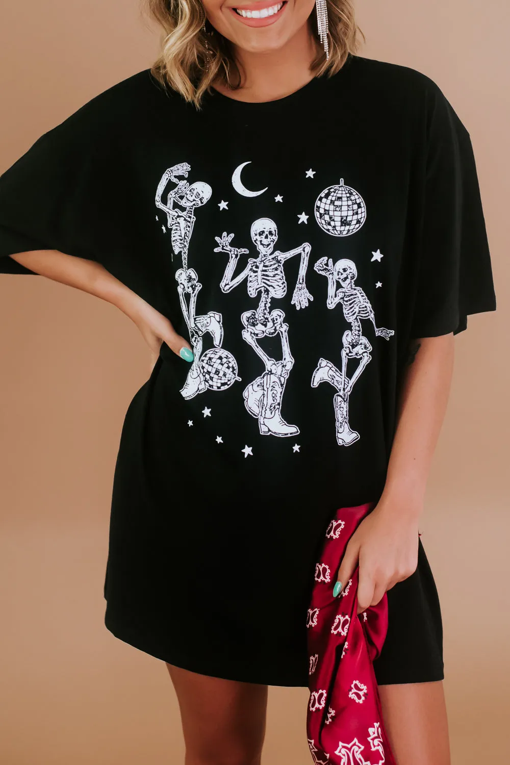 Dancing Cowboy Skeleton Tee, Black