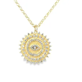 Diamond Evil Eye Sun Necklace