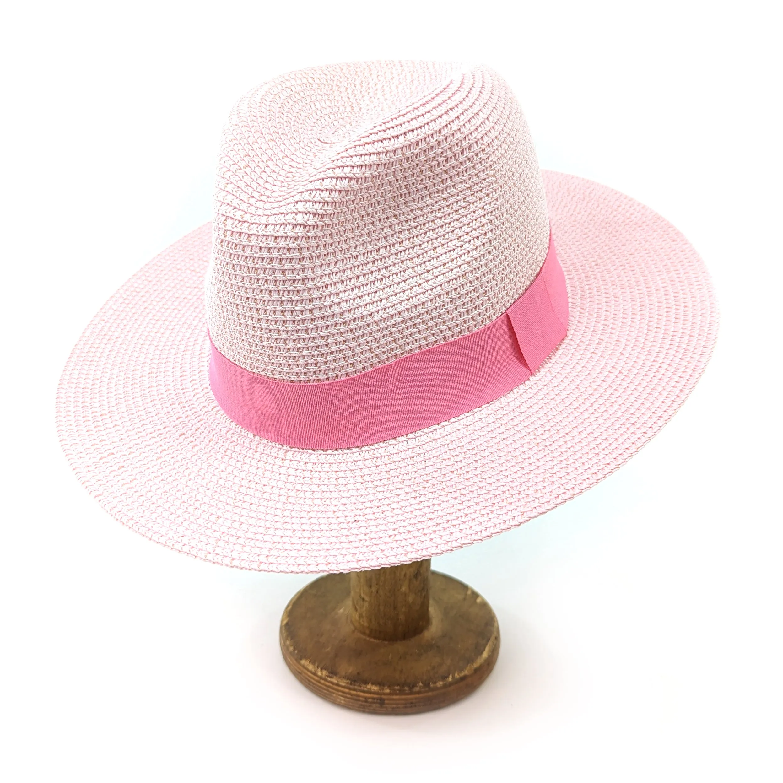 Folding Panama Style Travel Sun Hat - Vintage Pink (57cm)