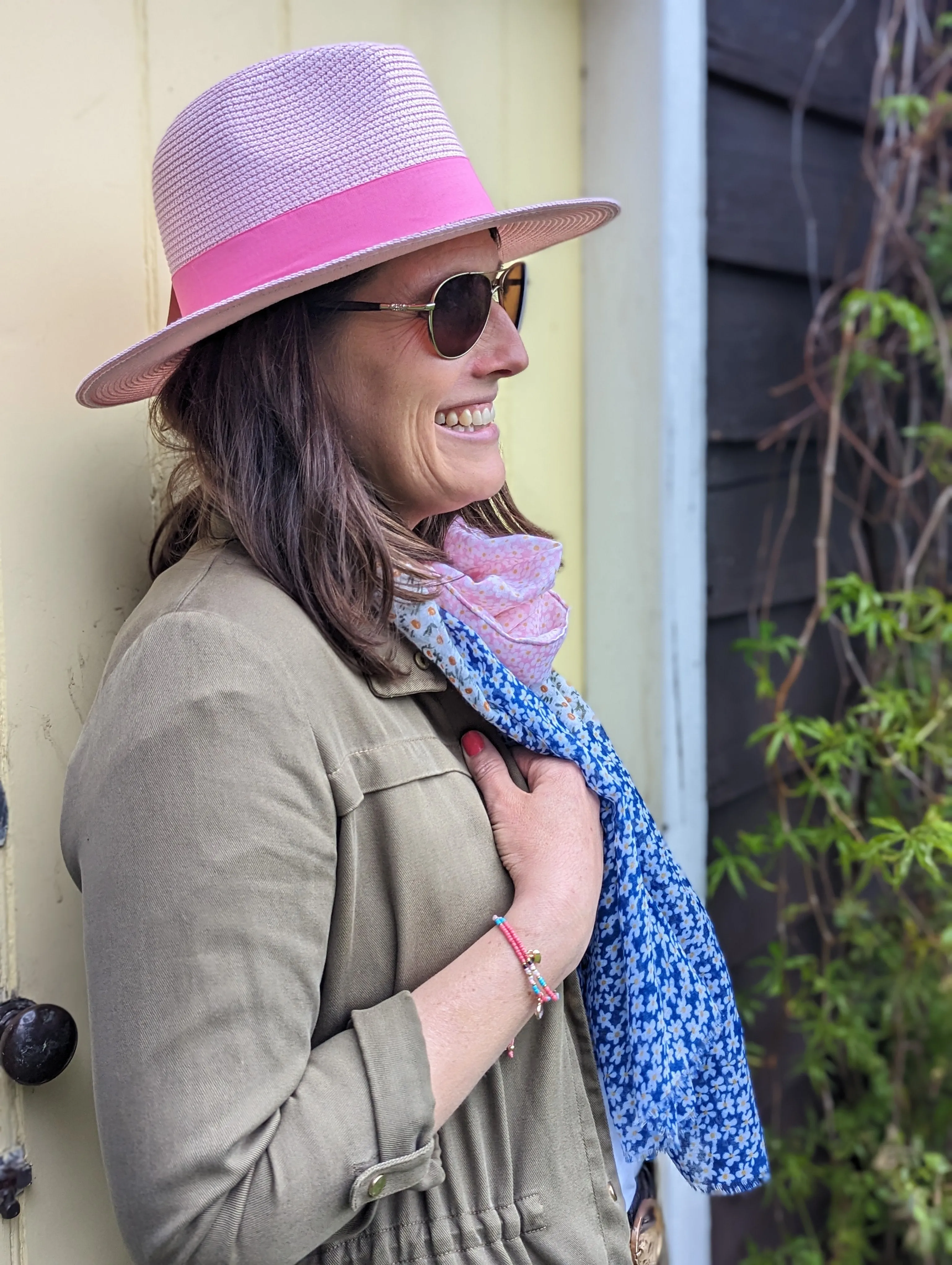 Folding Panama Style Travel Sun Hat - Vintage Pink (57cm)