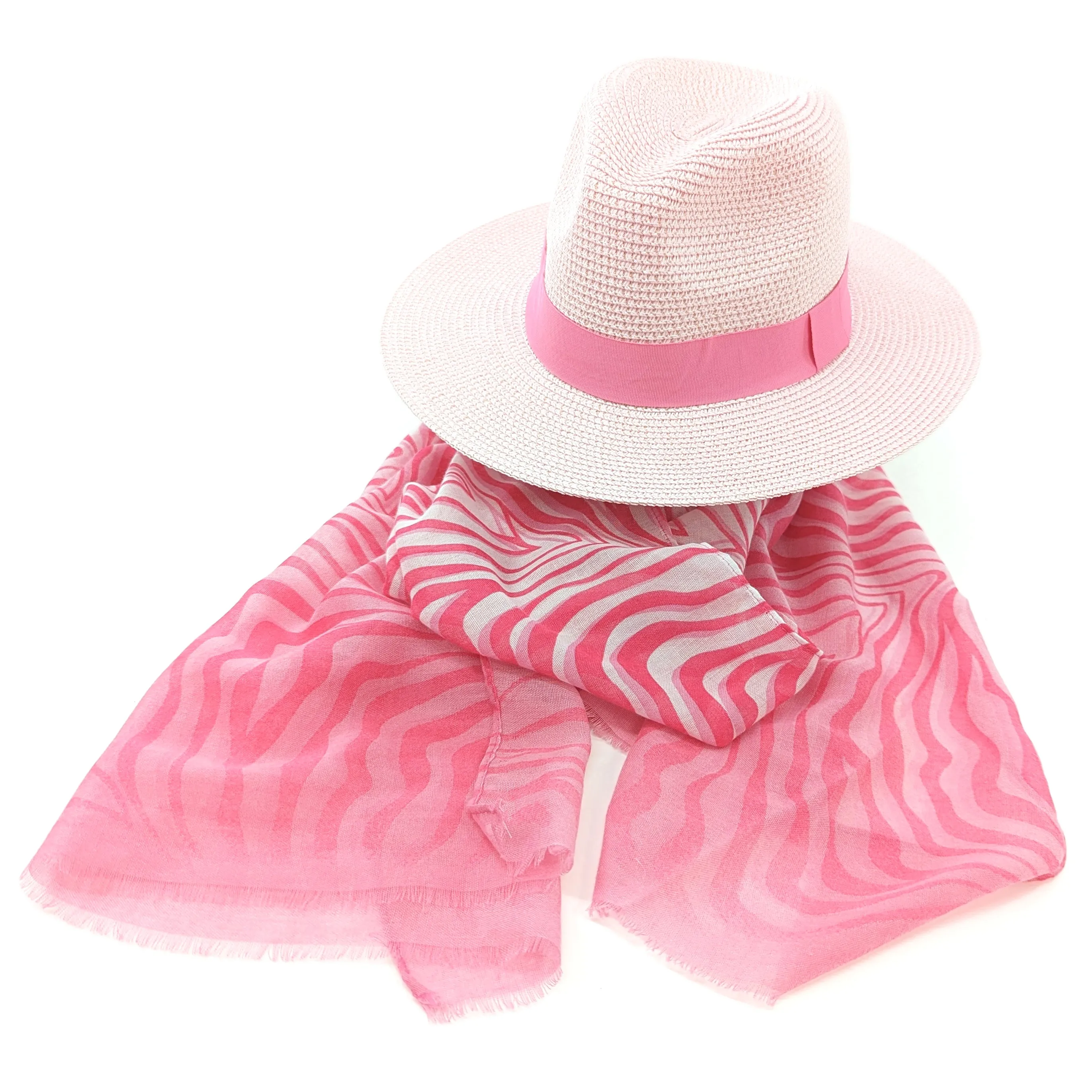 Folding Panama Style Travel Sun Hat - Vintage Pink (57cm)