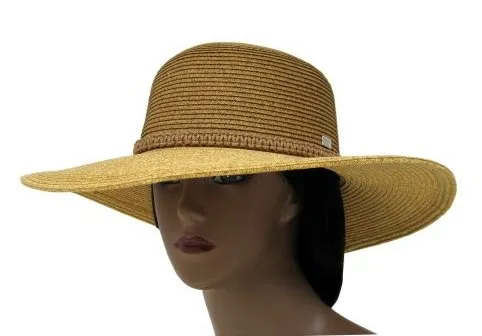 HBY WIDE BRIM SUN HAT WITH BRAID DETAIL