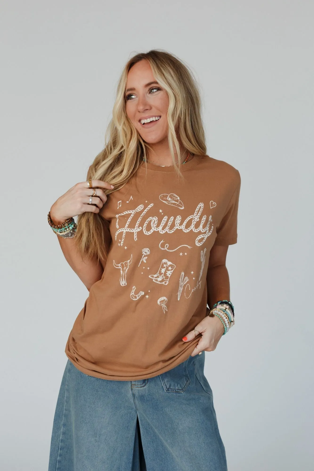 Howdy Cowboy Graphic Tee - Camel