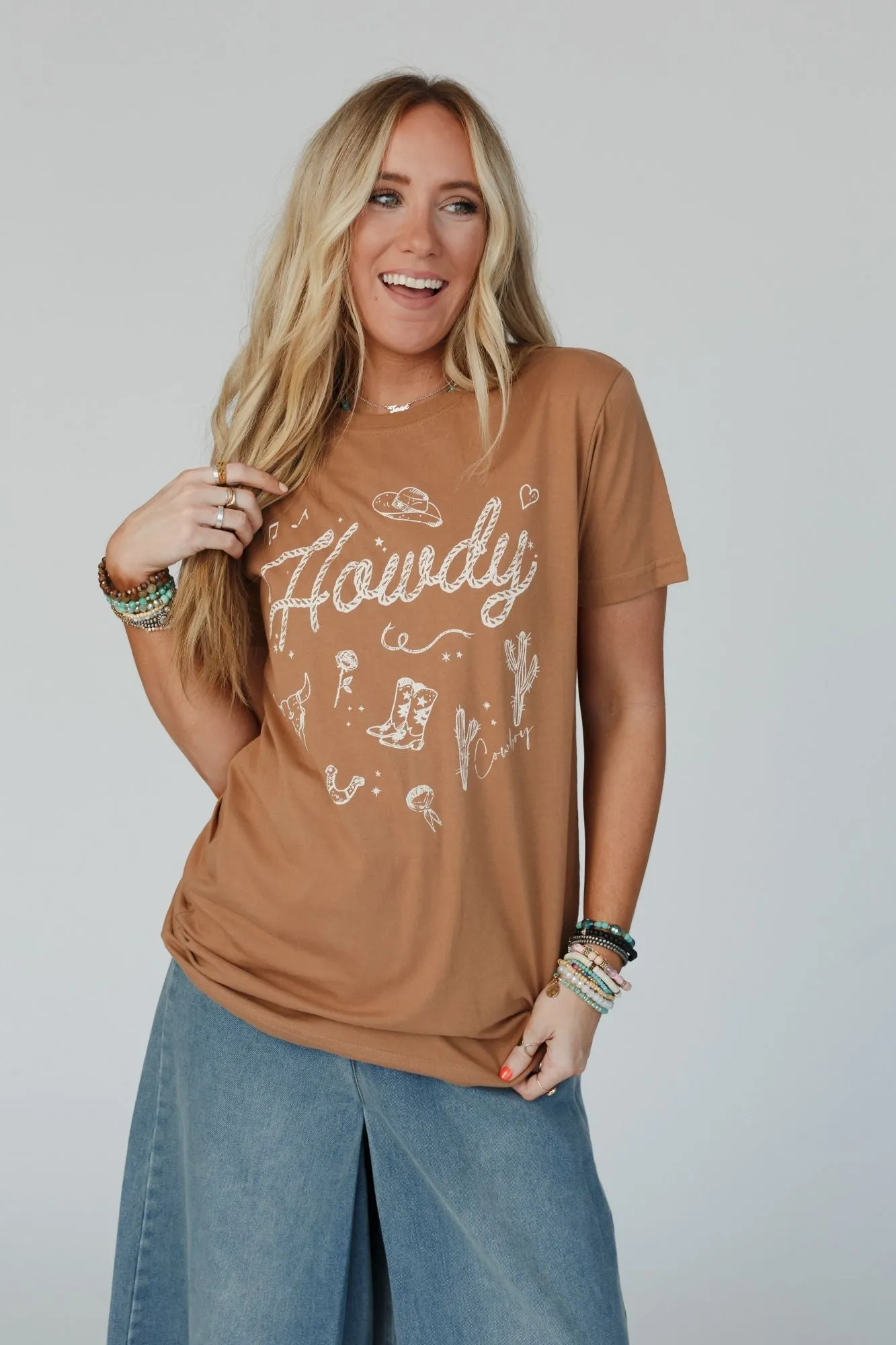 Howdy Cowboy Graphic Tee - Camel