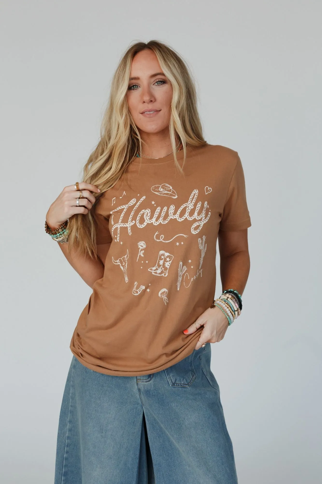 Howdy Cowboy Graphic Tee - Camel