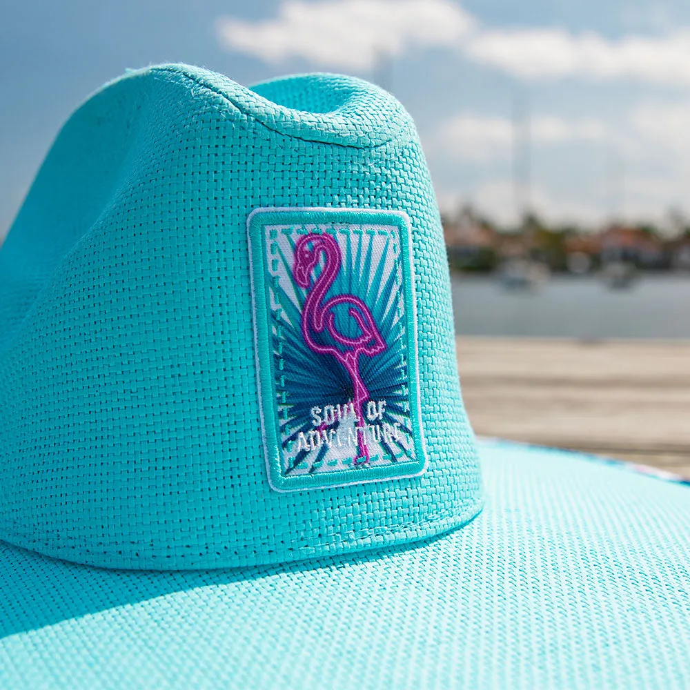 Keys Straw Hat | Neon Mingos | Teal