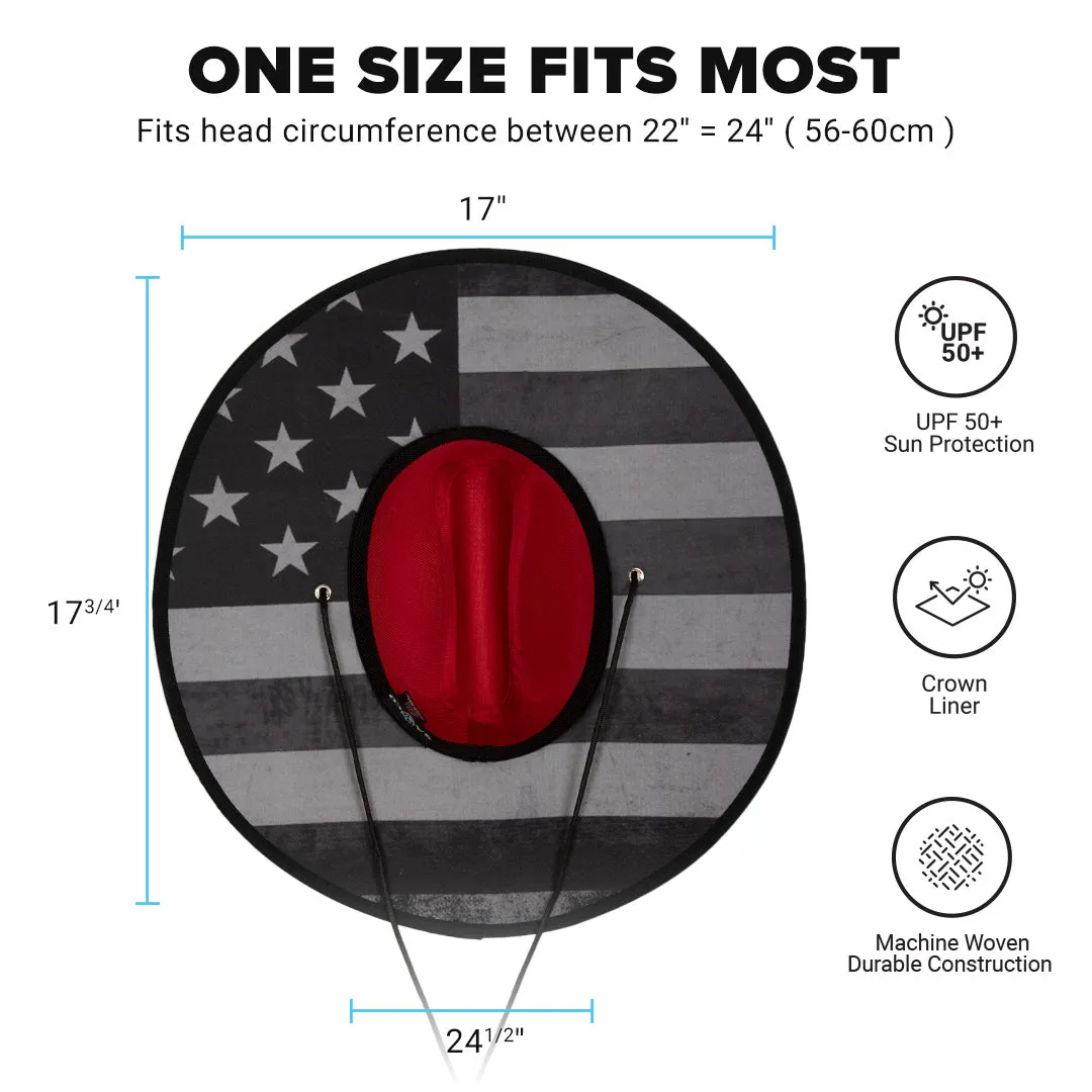 Keys Under Brim Straw Hat | Blackout American Flag | Red