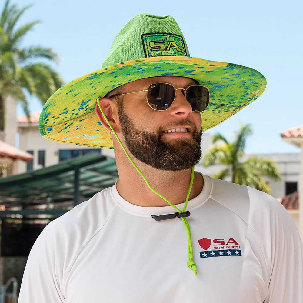 Keys Under Brim Straw Hat | Reel Mahi | Neon Green