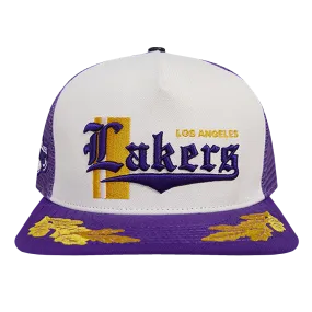 LOS ANGELES LAKERS VISOR ELITE CLASSIC TRUCKER (EGGSHELL/ PURPLE)